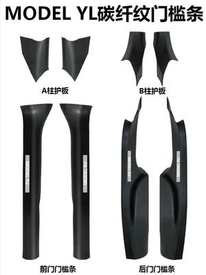Suitable for Tesla Threshold Strips, Şüşə kənarı xromları/moldingləri - carbon-fiber-door-sill-protector-set-8-piece-six-seater-yl-front-door-rear-door-a-pillar-b-pillar