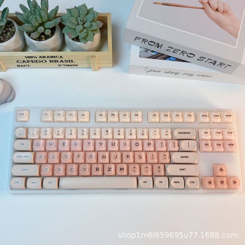 Spot Wholesale Liquid Foundation Keycaps for Girls Cute Hoa Small Full Set Semi-Mist Transparent Ball Caps Suitable for Mechanical Keyboards