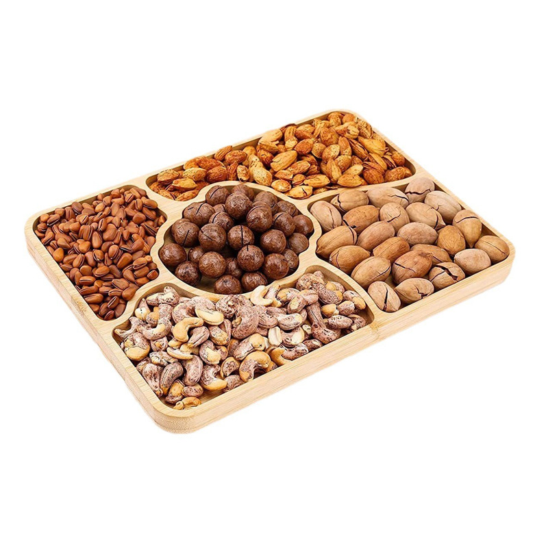 bandeja de bambú creativa de doble cara con dulces de Halloween snack bandeja de nueces de fiesta decoración de platos