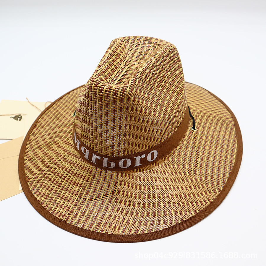 Gorra Jazz de Paja, Visera Plana, Marrón Café