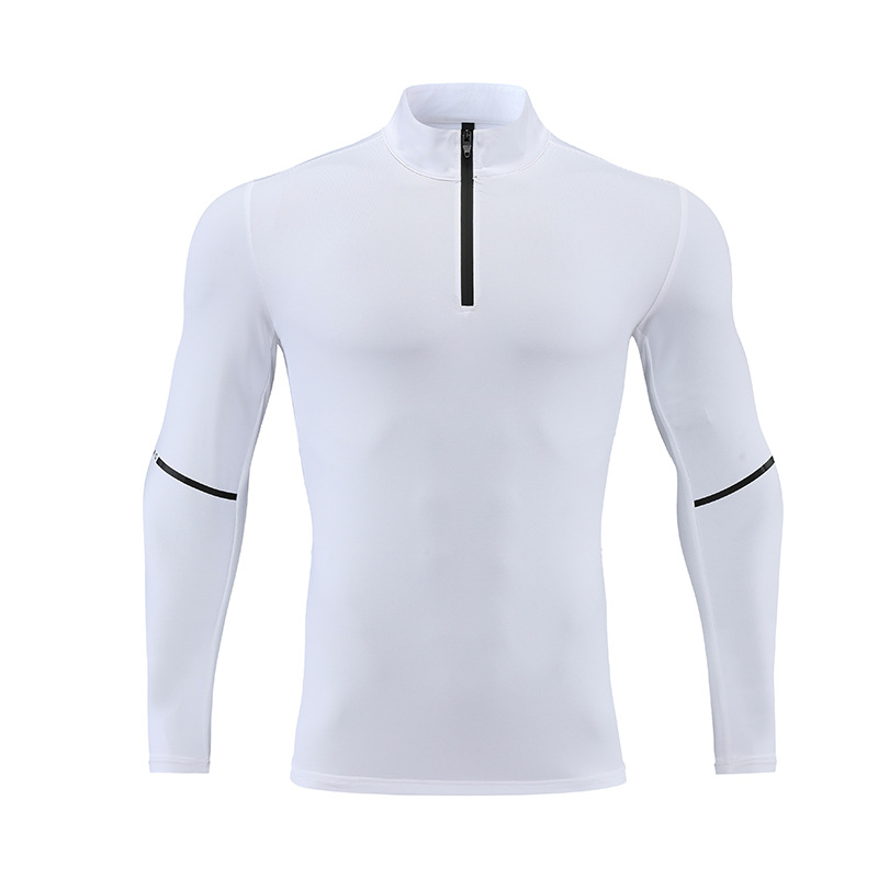 Primavera y otoño hombres deportes al aire libre de manga larga media cremallera corriendo collar UA misma camiseta superior en stock logotipo impreso personalizado