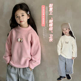 女童奥利绒卫衣2026秋冬新款加厚洋气儿童上衣中小童可爱打底衫批