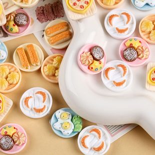 Simulation of Nutritional Breakfast Fried Egg Fried Stick Food Play diy Cream Gel Hand Hairpin Keychain Refrigerator Patch Material