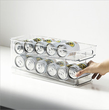 冰箱收纳盒 PET透明双层滚动饮料架可乐啤酒易拉罐冷藏整理收纳架