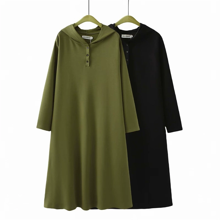 Повседневная плюс размер платья 2024 Весна новая пухлая девушка похудение корейский стиль свитер с капюшоном платье 2611