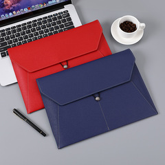 A4 file bag with leather print logo, waterproof and thick folder, business bag for men, contract and invoice storage bag