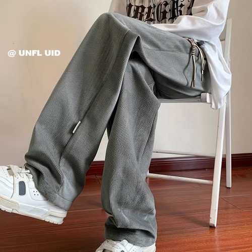 Men's Spring and Autumn Youth Sweatpants with High-Grade Texture, Loose Straight Leg Casual Long Pants