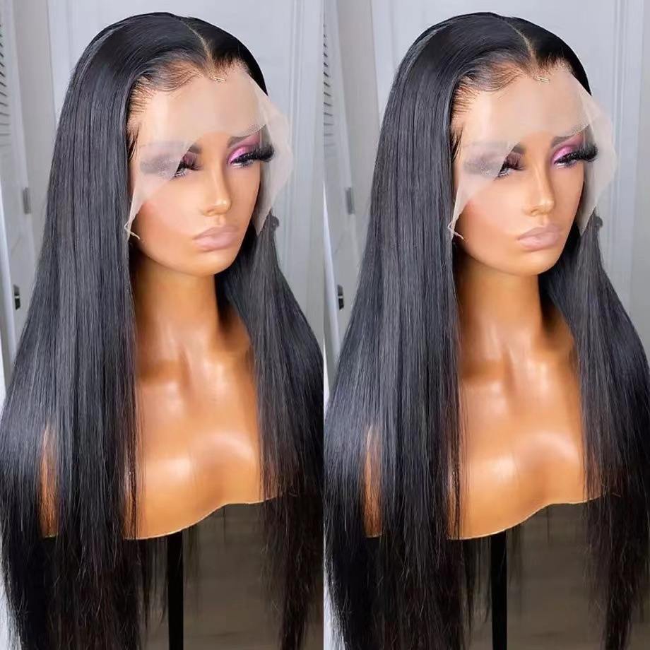 Parrucca sintetica lunga liscia con clip per donna riga centrale_voghion.com