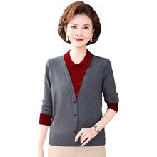 2025年秋季新款妈妈装毛线针织打底衫时尚中老年女装宽松百搭毛衣