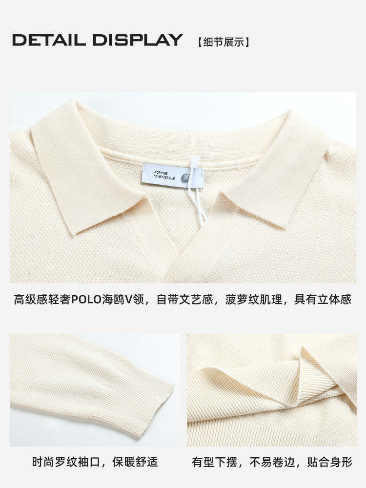 Transfronterizo de hombre otoño y invierno 2025 nuevo suéter de cuello en V camiseta de punto hombre de negocios casual suéter de polo americano
