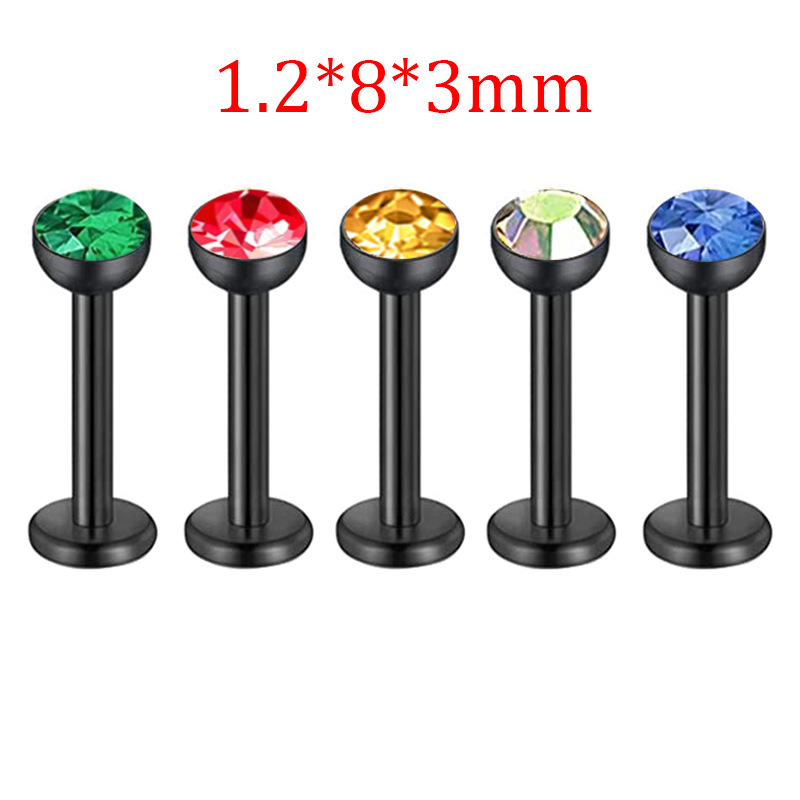 5 Sets Acrylic Star Lip Nail Ear Bone Nail T-Shaped Eyebrow Nail Nose Piercing Jewelry Stainless Steel Inner Outer Teeth detail image 14