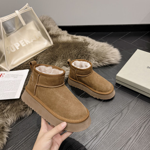 Genuine Leather Snow Boots Short Short Barrel 1116109 Zhou Dongyu Star Women's Waterproof and Anti-fouling Shoes Mini Short Boots