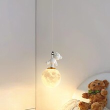 儿童房升降床头吊灯现代简约可爱男孩女孩公主卡通小熊卧室吊线灯