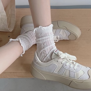 New White Lace Bubble Mouth Socks for Children Cute Lolita Stacking Socks Japanese jk Zhuji Socks