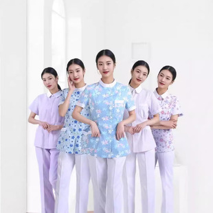 Hospital Dental Clinic Floral Nurse Clothing Split Short-sleeved suit Slim-fit Yuesao Maternal and Infant Care Clothes Work Clothes