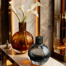 赫本家法式轻奢玻璃花瓶透明加厚圆球水培植物鲜花插花瓶小号花插