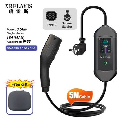 Charging Pile European Standard Type2 Tesla Wengjie New Energy Electric Vehicle On-Board Charging Gun App Smart Control for Home Use (Elektrikli avtomobil şarj stansiyaları) - 5m-type2-european-standard-single-phase-16a-35kw-5m-with-app