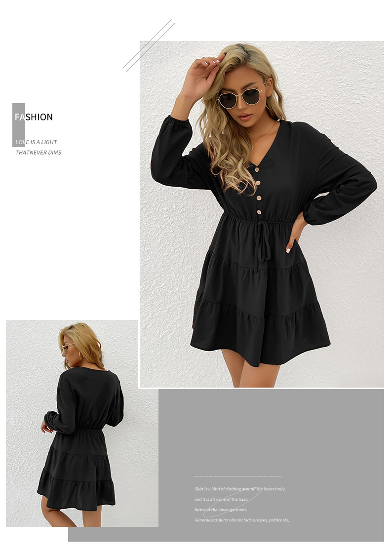 button solid color dress nihaostyles wholesale clothes NSYYF89335