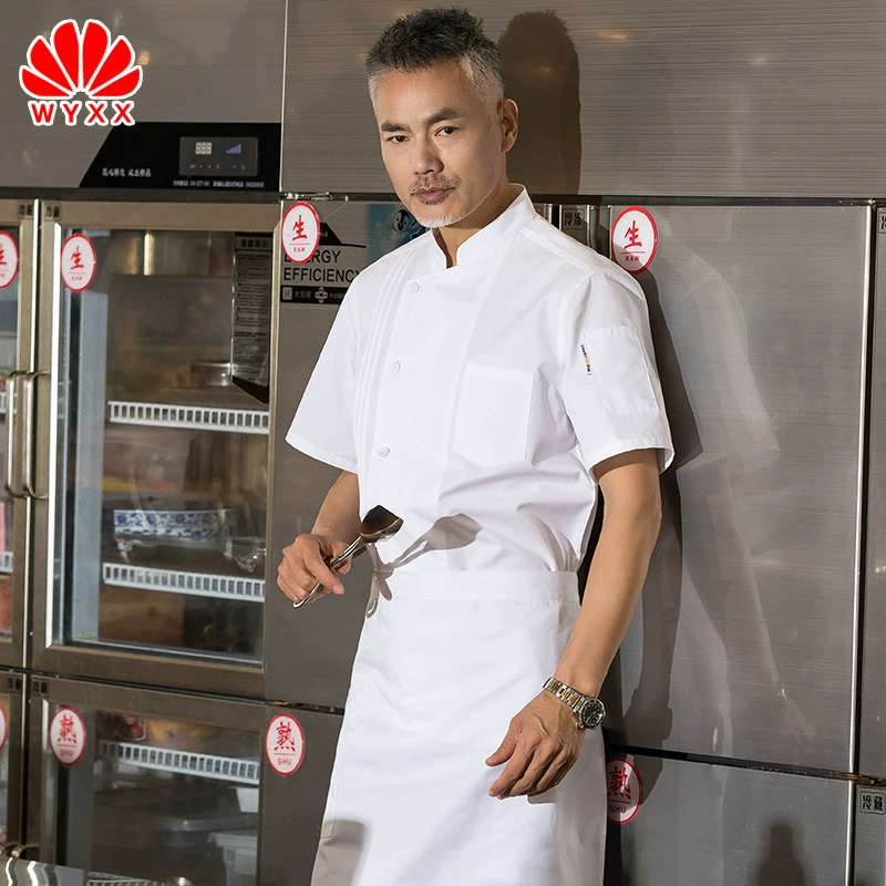 Одежда для шеф-повара Мужская летняя дышащая однотонная рабочая одежда для шеф-повара больших размеров, тонкая печать логотипа, весна и лето