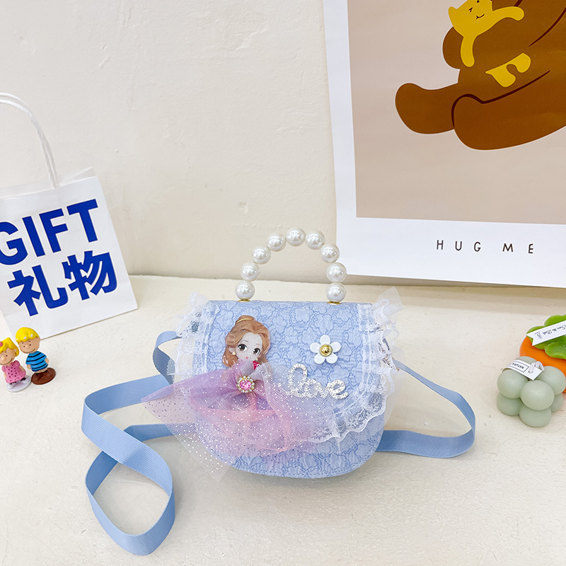 Bolso DE LOS NIÑOS 2022 nuevo lindo princesa perla bolso bandolera al por mayor encaje accesorios bolsa pequeña bolsa redonda