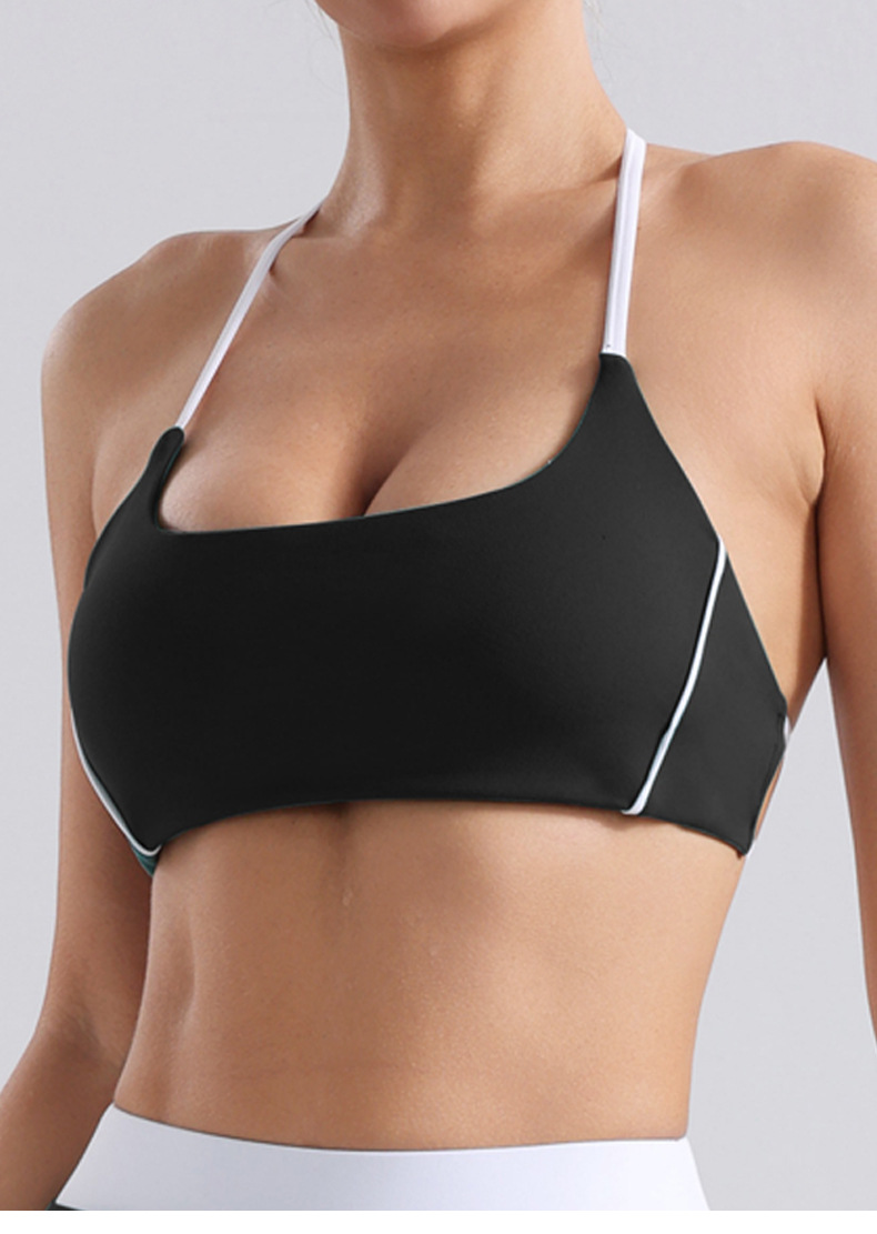 Traje de yoga sexy de color de contraste desnudo, falda corta de tenis para mujer, espalda abierta, sujetador deportivo ajustado, ropa interior de tirantes de fitness