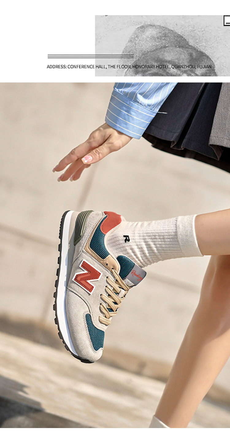 Giày sneaker nữ chạy bộ mesh thoáng mát phong cách Balance 574 — P574 Ngôi Sao Xám Trắng chi tiết 4