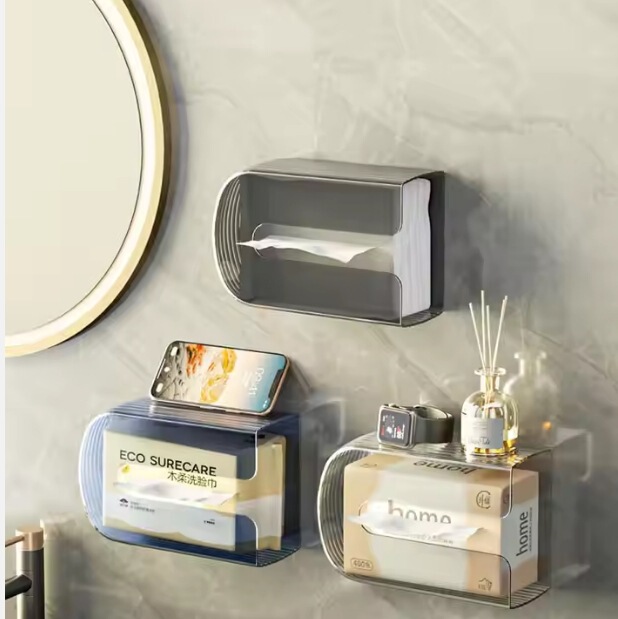 Wall Mounted Tissue Box Kitchen No Punching Wet Wipes Holder Plastic Waterproof Napkin Case Pet Clear Paper Dispenser
