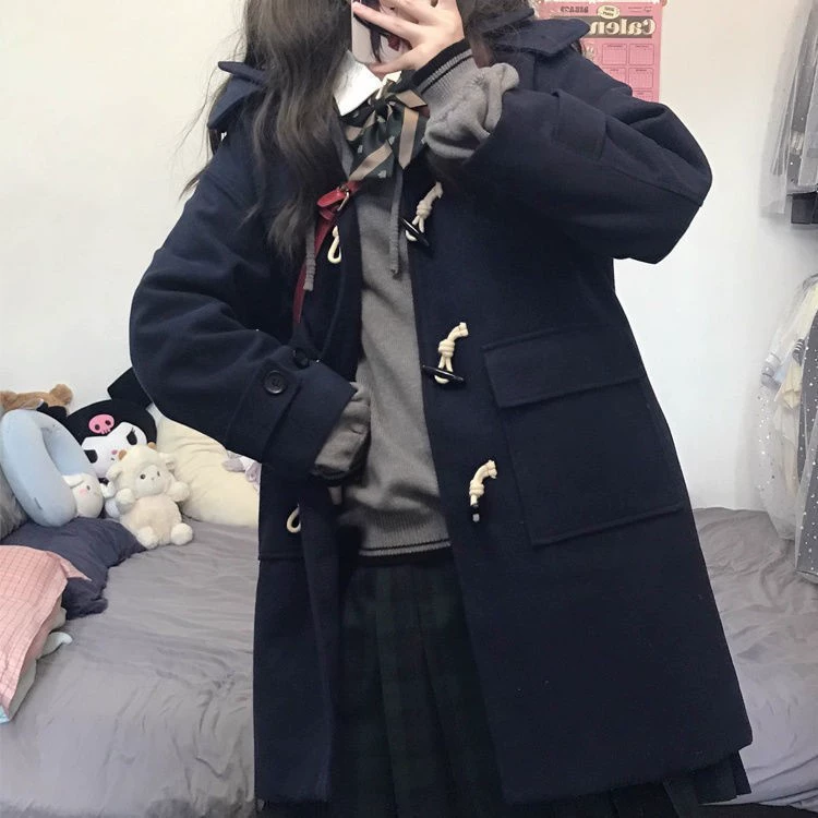 Японские новые роговые пуговицы jk униформа шерстяное пальто осенью и зимой