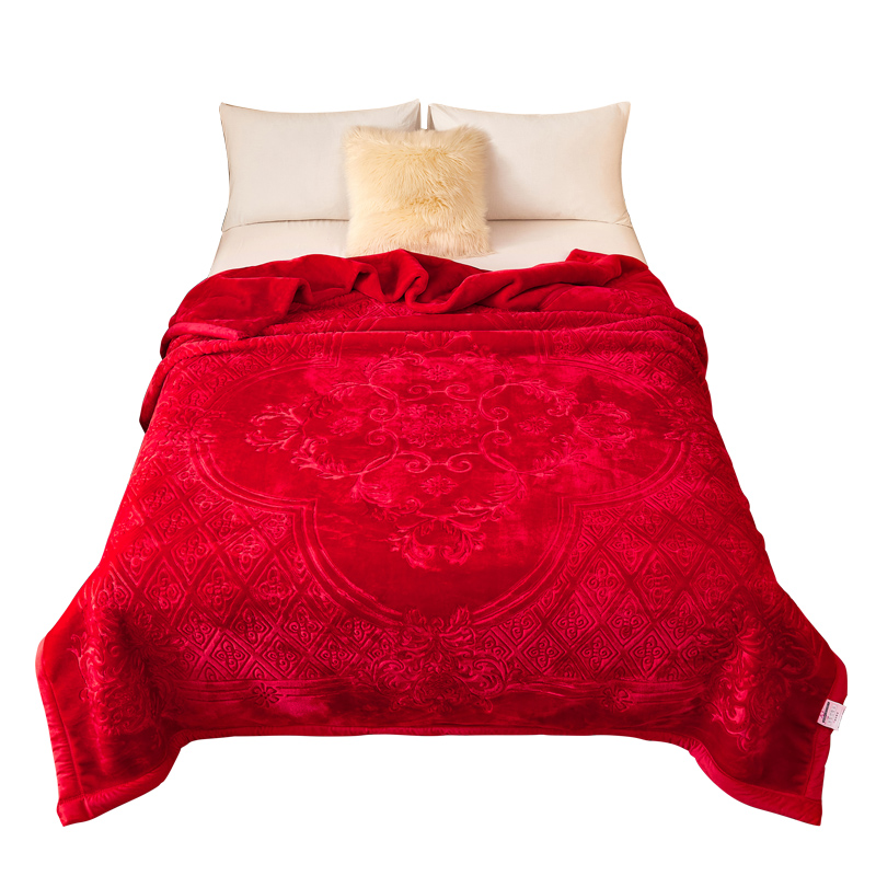 고급 양각 결혼식 담요 RASCHEL 담요 퀼트 9KG 겨울 더블 두꺼운 따뜻한 산호 양털 담요