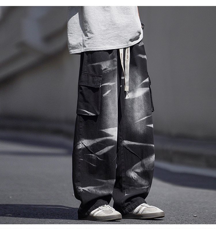 Men's Vintage Light Blue Jeans Retro High Street Hip Hop Design With Pockets Relaxed Straight Leg_mkmklike.com