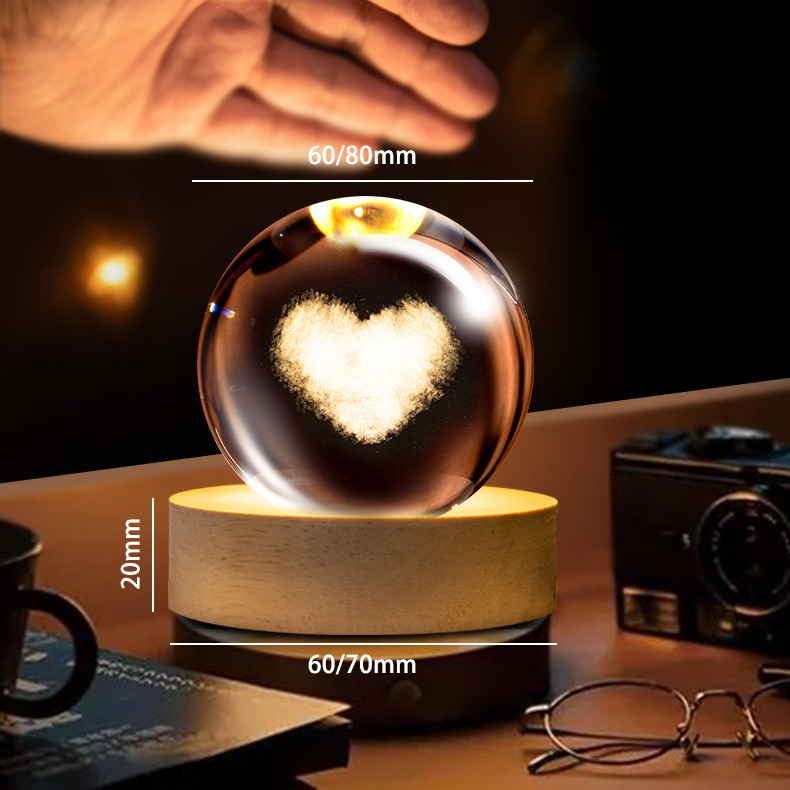 Luminosa galaxia cristal bola noche luz galaxia cristal artesanía 3D láser interior talla Regalo de Cumpleaños decoración creativa