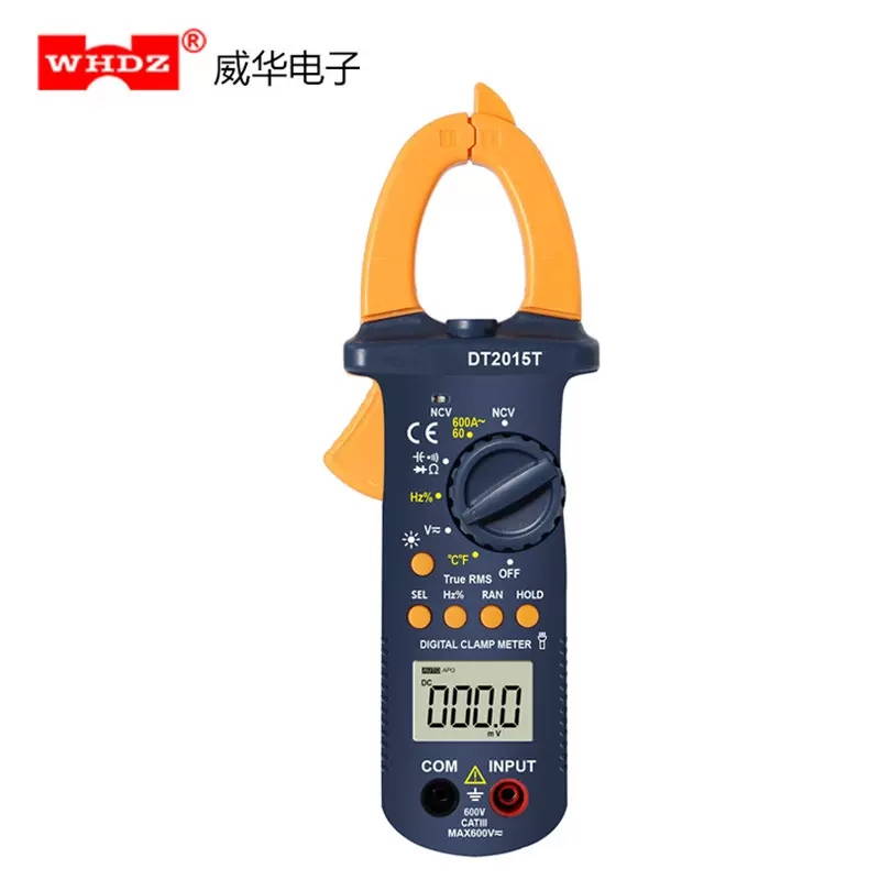 DT2015T 数字钳形表带手电功能  数字电流表带NCV测试大电容测量