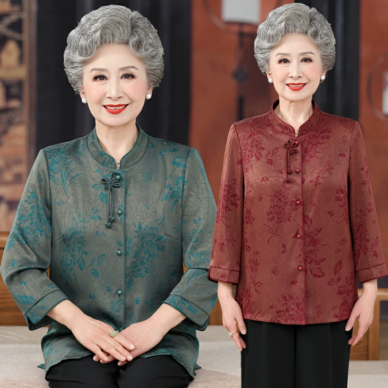 Пожилые женщины летние рубашки бабушка одежда благородный национальный ветер старушка одежда 60 лет 70 мама летний набор