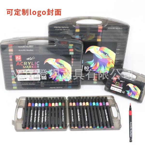 Black Box Soft-Tipped Acrylic Marker Set, Waterproof, Non-Transparent, Color-Stackable, Washable Colored Pens for Children and Students