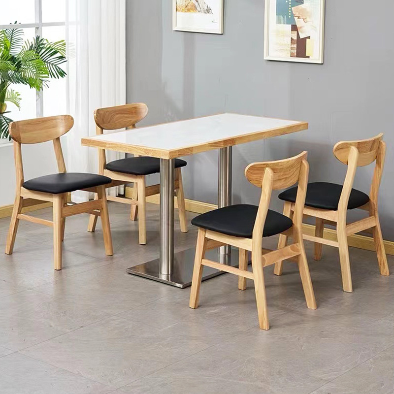 테이블 1개, 의자 4개, 리얼 슬레이트 원목 테두리, 블랙 쿠션
