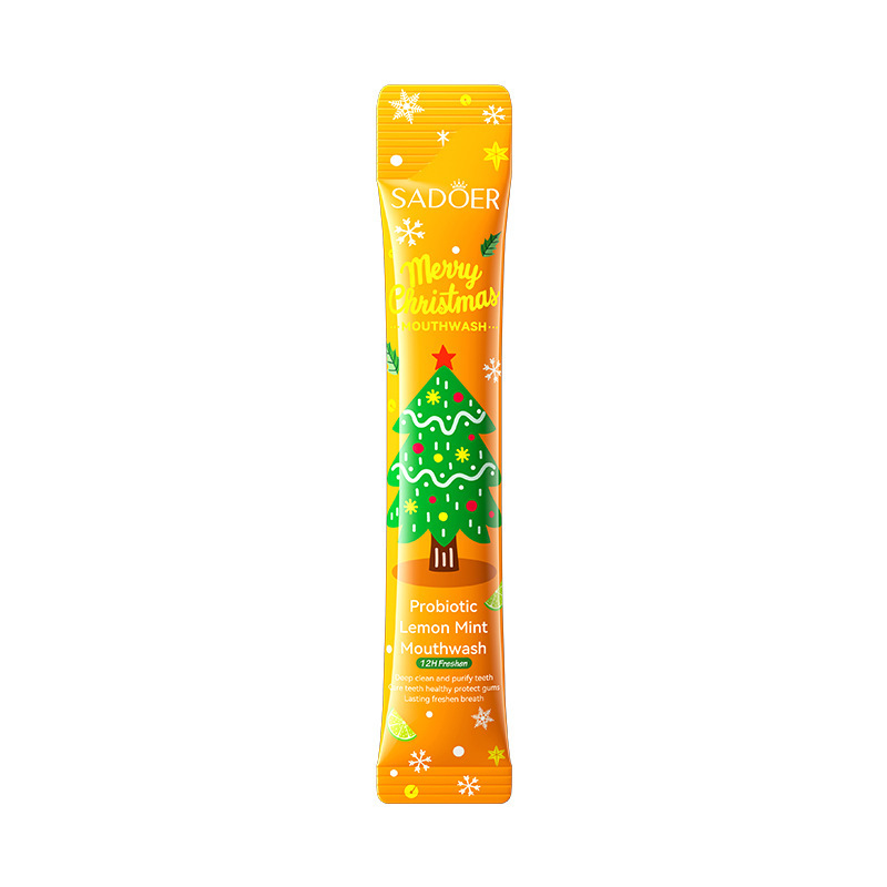 Inglés completo Sadoer Navidad probióticos limón verde menta enjuague bucal tira de paquete desechable comercio exterior transfronterizo al por mayor image 6