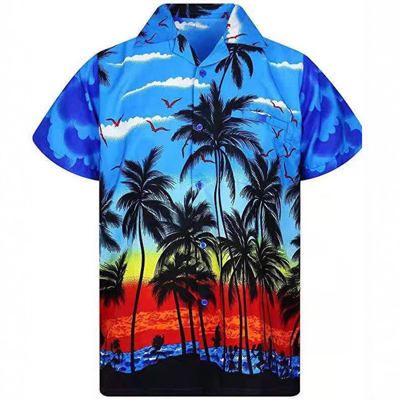 New Hawaiian 3D Printed Short-Sleeved Shirt Beach Loose Men's Sublimation Digital Printed Beach Shirt Order
