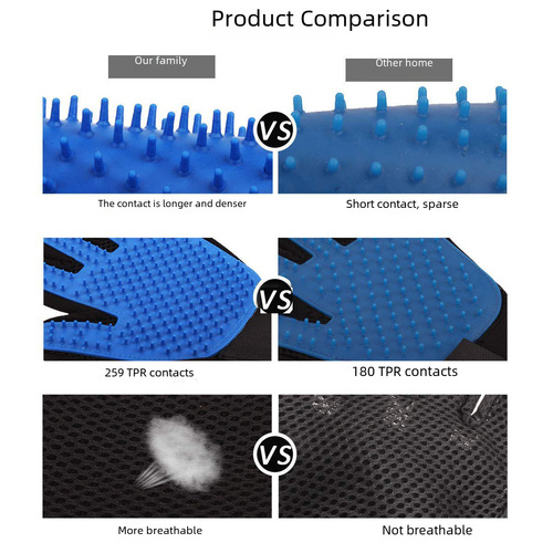 Encrypted 259 Nail Pet Cleaning Cat Brush Glove Silicone Anti-Bite Massage Glove for Cat Bath and Hair Removal Comb