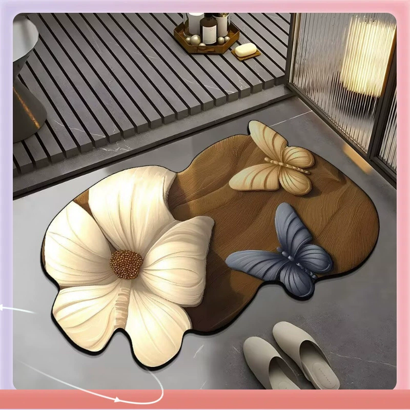 ✅Визуализировать 3D бабочка цветочный коврик для домашней ванной коврик для ванной комнаты специальный вид всасывающий коврик для ног