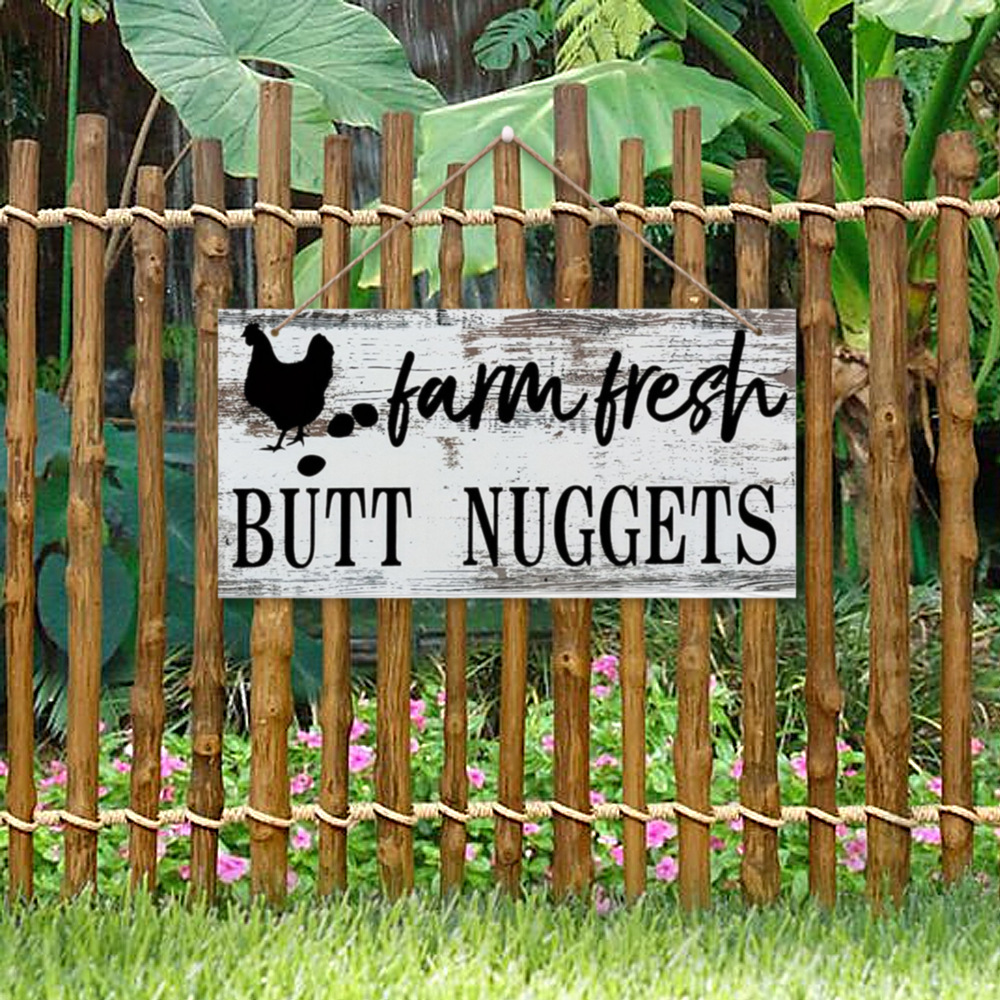 Wooden Farm Fresh Farm Fresh Chicken Eggs Decor Wall Signage Ornament Ancient Chicken Coop Wall Decoration