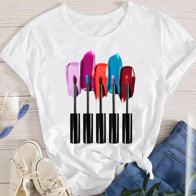 2022 Nail Polish Women's Short-sleeved T-shirt Fashion Printed Cross-border Independent Station AliExpress Cross-border Base Shirt 2022 Nail Polish Women's Short-sleeved T-shirt Fashion Printed Cross-border Independent Station AliExpress Cross-border Base Shirt