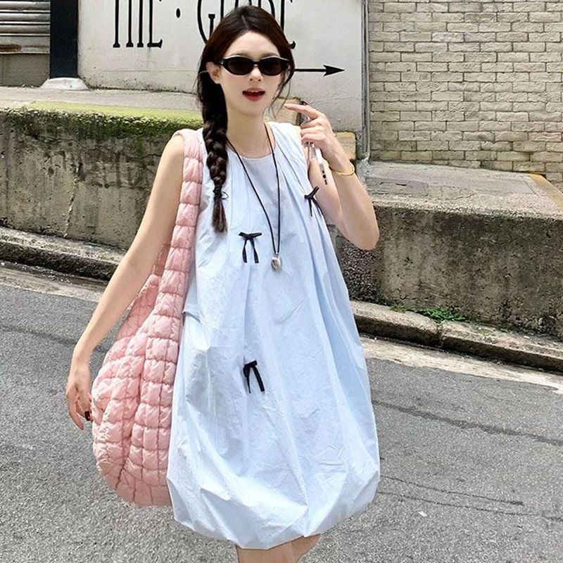 Niche Designer Blue Sleeveless Vest Dress 2025 New Summer Women's Small Height Dress