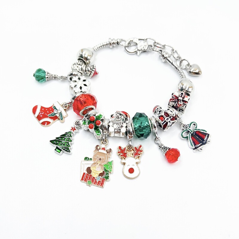 Panjia Cross-Border Colorful Christmas Tree Elk Bell Snowflake Bracelet Women's Jewelry Fashion Live Broadcast Wholesale Amazon