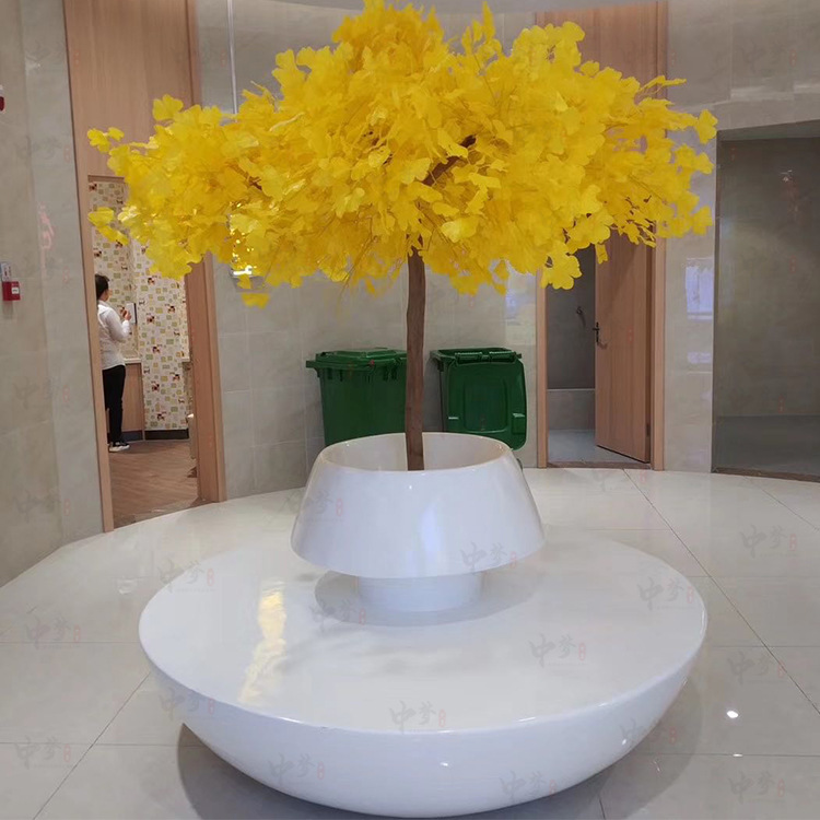 玻璃钢圆形户外景观树池休闲坐凳商场座椅绿植花盆美陈公共时尚椅