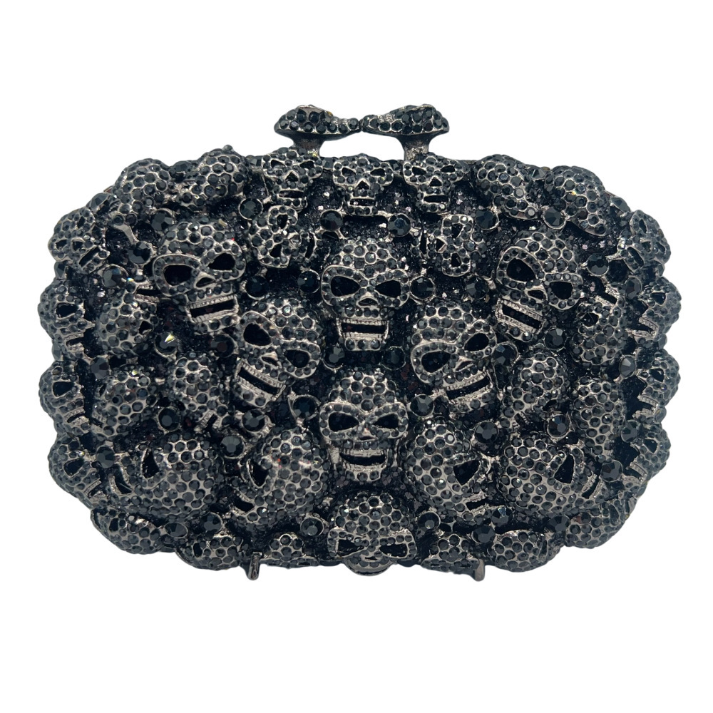 Bolsa de cristal de calavera, bolsa de cena de diamante de calavera, bolsa de diamante de Halloween, bolsa de mano de mujer dura