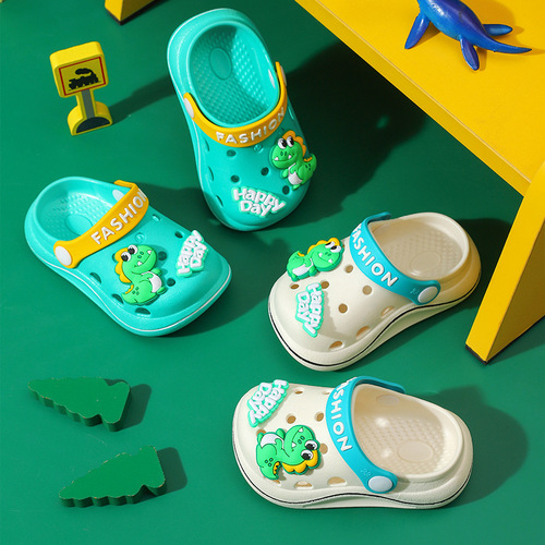 Children's Cartoon Dinosaur Slipper for Boys and Girls, Soft Sole, Cute, Non-Slip, Indoor Head Cover, Summer Cool Slippers