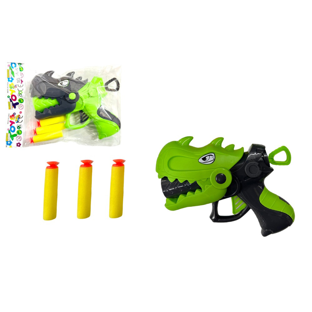 Niños Q versión dinosaurio pistola de bala juguetes niños dibujos animados accesorios de disparo lanzamiento esponja ventosa bala niñas