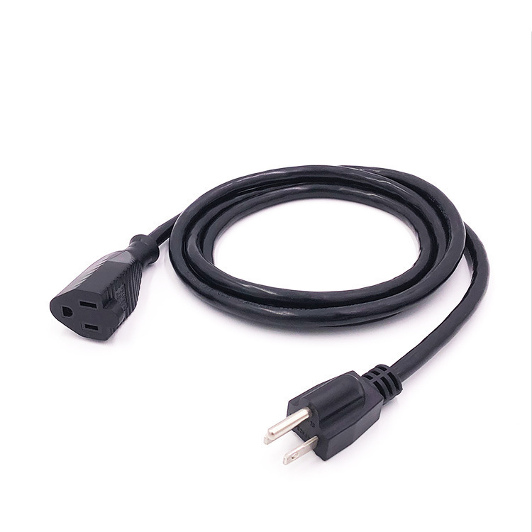 美标延长线 插头电源线 三芯美规公母对插电源线 美式电源延长线