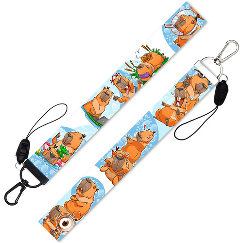 可爱动物水豚手机绳钥匙扣亚马逊绳手绳可拆分长绳织带挂件装饰绳