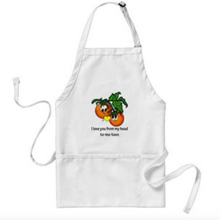 厂家直销 纯白卡通印刷 带口袋挂脖围裙厨房防油防污围裙蛋糕店围